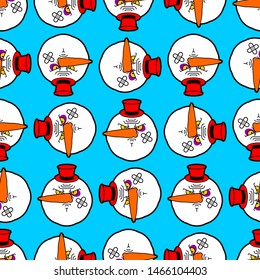 Angry snowman pattern seamless. Evil Santa Claus helper. New Year background . Christmas texture 