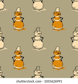 Angry snowman seamless pattern. Original design for print or digital media.