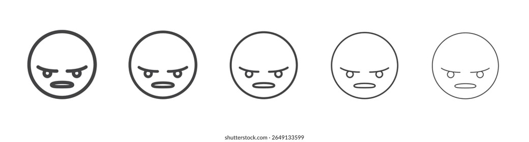 Símbolo do vetor da ilustração do contorno do ícone emoji da mídia social irritado