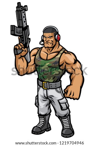angry soldier mascot