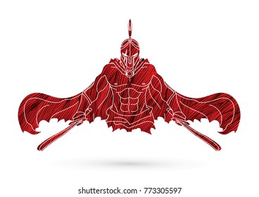 Angry Spartan warrior with Swords designed using grunge brush graphic vector.