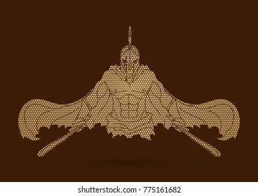 Angry Spartan warrior with Swords  designed using geometric pattern graphic vector.