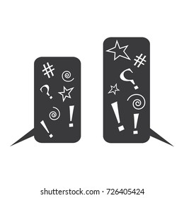 Angry speech bubbles. Expletive in speech bubbles. Nervous expression. Isolated background. 