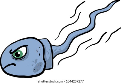 Esperma enojada, ilustración, vector sobre fondo blanco