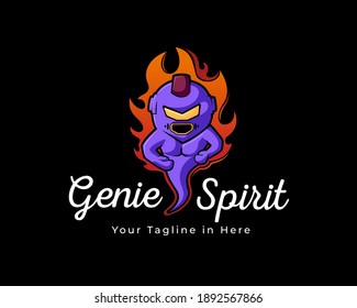 angry Spirit fire genie mythology logo inspiration illustration