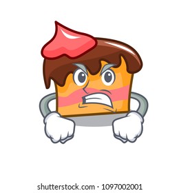 Angry sponge cake mascot cartoon