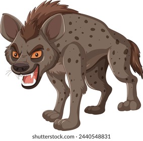Angry spotted hyena illustrated in aggressive stance