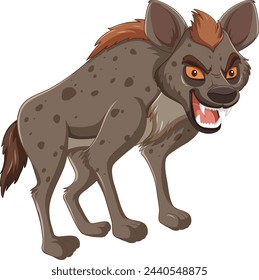 Angry spotted hyena illustrated in cartoon style.