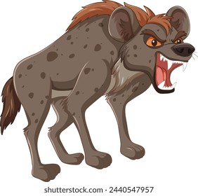 Angry spotted hyena illustrated with open mouth
