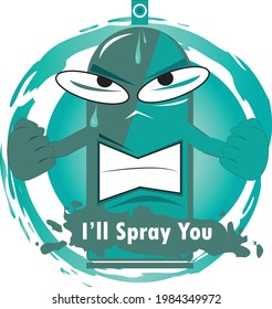 Angry Spray Can. Graffiti Character Vector Illustration. Good For Painting Community Symbol And Logo