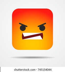 Angry square emoticon in a flat design
