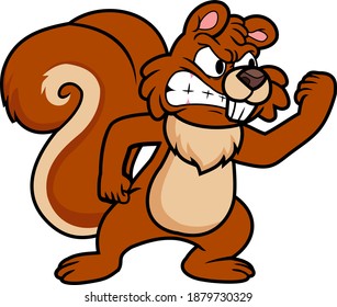 Angry Squirrel Shaking Fist In Anger Vector Cartoon Illustration