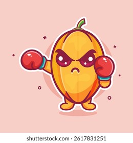 angry star fruit character mascot playing boxing sport isolated cartoon