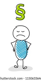 Angry stickman with section mark (paragraph( icon. Vector.