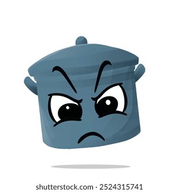 angry stockpot mascot character. cute, funny, and playful concept. kitchen, food, and education themes