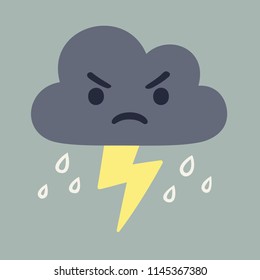 Angry Storm Cloud Drawing Lightning Rain Stock Vector (Royalty Free