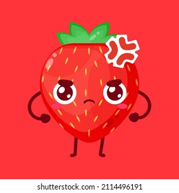vector de caricatura de fresa enojada	