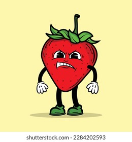 Angry strawberry character Cartoon vector Illustration