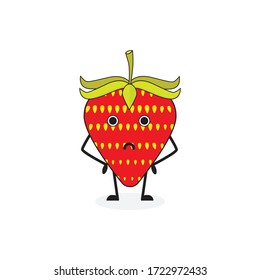 angry strawberry fruit cute character mascot vector design
