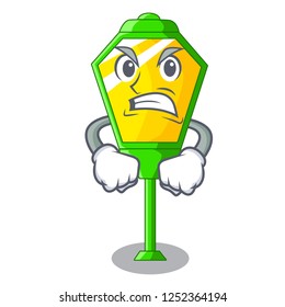 Angry street lamp post in shape cartoon