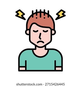 Ilustración vectorial enojada del avatar del hombre de la tensión, icono lleno del estilo