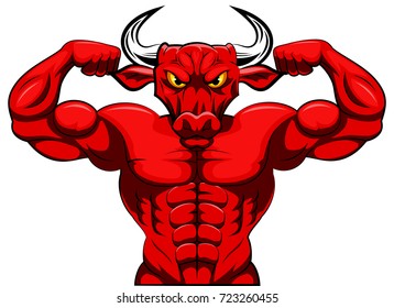 Angry strong bull mascot. vector illustration