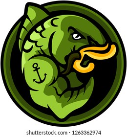 Angry strong Carp. Emblem of the vector illustration