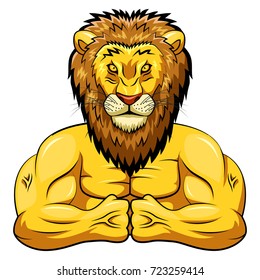 Angry strong lion mascot. vector illustration