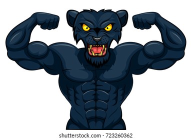 Angry strong panther mascot. Vector illustration