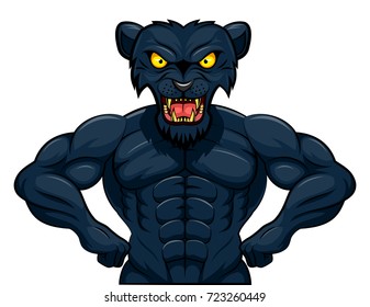 Angry strong panther mascot. Vector illustration