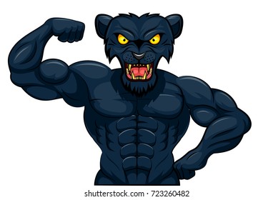 Angry strong panther mascot. Vector illustration
