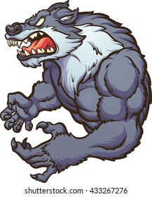 Angry strong wolf mascot. Vector clip art illustrations with simple gradients. All in a single layer. 