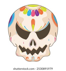 Angry sugar skull with jagged teeth, Vector