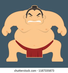 angry sumo wrestler cartoon character illustration