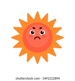 angry sun funny face isolated on white