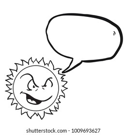 angry sun with speech bubble cartoon illustration isolated on white