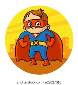 Angry Superhero Boy Sticker Vector Illustration