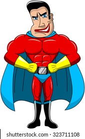 Angry Superhero hands on hips isolated