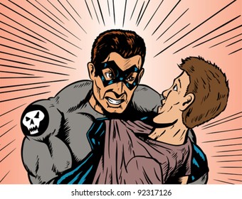 Angry superhero or villain angry at a guy