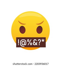 Angry Swearing Emoji. Emoticon With Swear Words