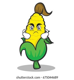 Angry sweet corn character cartoon