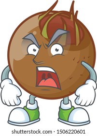 Angry sweet medlar fruit cartoon character style.