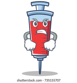Angry syringe character cartoon style