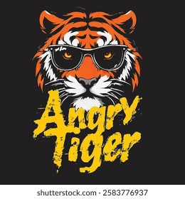 Angry t shirt typography design with tigre face and bold typography