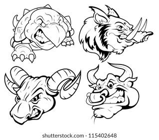 Angry Tattoo mascots Vector collection