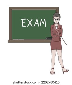 Angry teacher and exam message deisgn