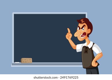 
Angry Teacher Yelling in Front of the Class Vector Cartoon. Stressed professor acting furious and frustrated 
