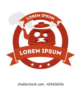 Angry teapot logo. Vector. EPS10
