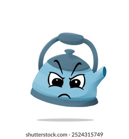angry teapot mascot character. cute, funny, and playful concept. kitchen, drink, and education themes
