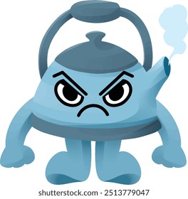 angry teapot mascot vector illustration